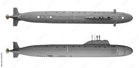 A traditional submarine shown alongside the advanced design of the XE-class submarine.