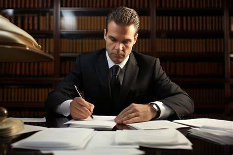 A lawyer analyzing healthcare policy documents in an office.