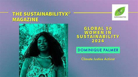 Dominique Palmer passionately speaking about climate justice issues.