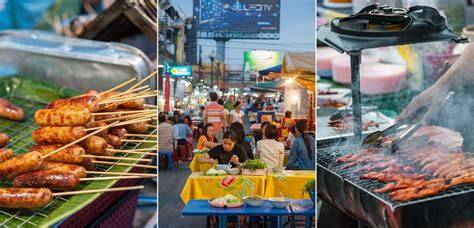 A variety of traditional Isaan dishes displayed at a local market in Khon Kaen.