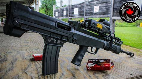 A user handling the Hawk Industries Type 97 rifle at a shooting range.