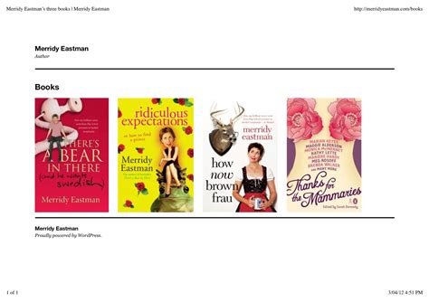 The covers of several notable works by Merridy Eastman arranged together.