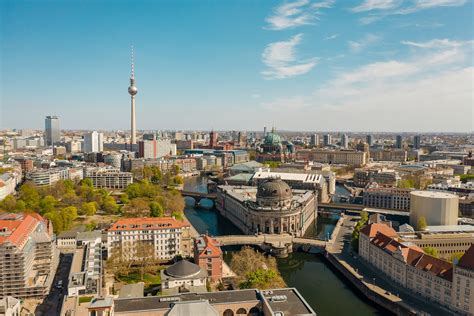 a panoramic view of Berlin's skyline with notable buildings