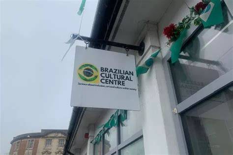 The exterior of the Brazilian Cultural Centre in Dublin with people entering.