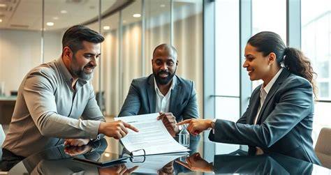 A person sitting at a desk talking on the phone, negotiating loan terms with a lender.