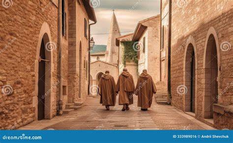 Franciscan monks in a courtroom, facing accusations from church leaders.
