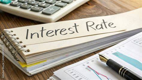 A calculator next to loan documents highlighting interest rates.