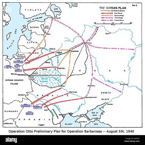 A detailed map showing the strategic goals of the German forces during Operation Barbarossa.