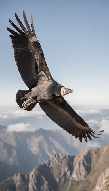 A Patagonian condor soaring gracefully at high altitude.