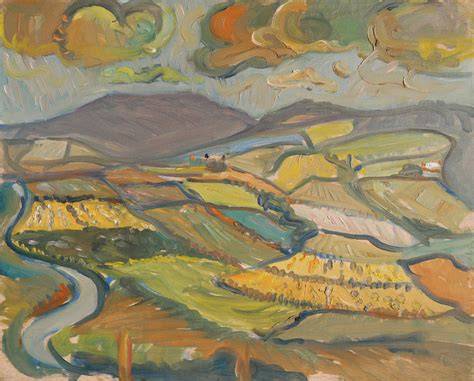 Cornish Landscape, a vibrant depiction of the Cornish scenery by Peter Lanyon.