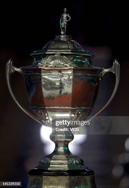 The historic Thomas Cup trophy displayed prominently.
