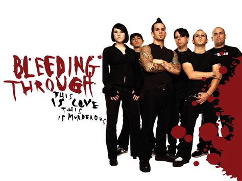 Bleeding Through band members collaborating in a recording studio.