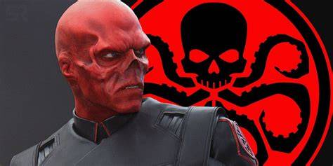 Red Skull depicted as a menacing leader of Hydra in a dark environment.