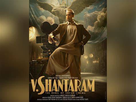 A scene showing V. Shantaram integrating music into a film narrative
