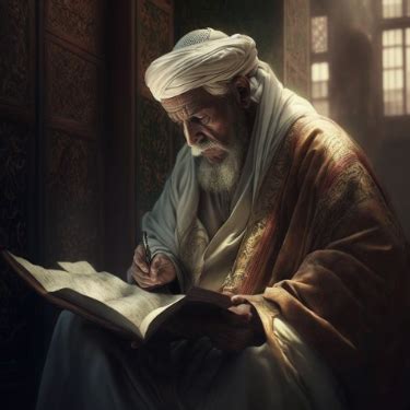 A scholar focused on writing notes in a notebook surrounded by books