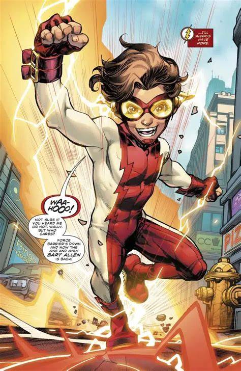 Bart Allen appears in a dynamic comic book panel during a major story arc.