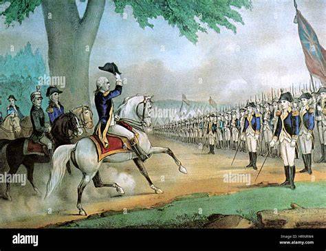 George Washington directing his troops during a Revolutionary War battle.