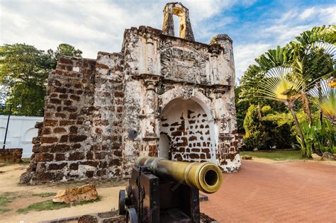 Visitors exploring the A Famosa fortress in Malacca.